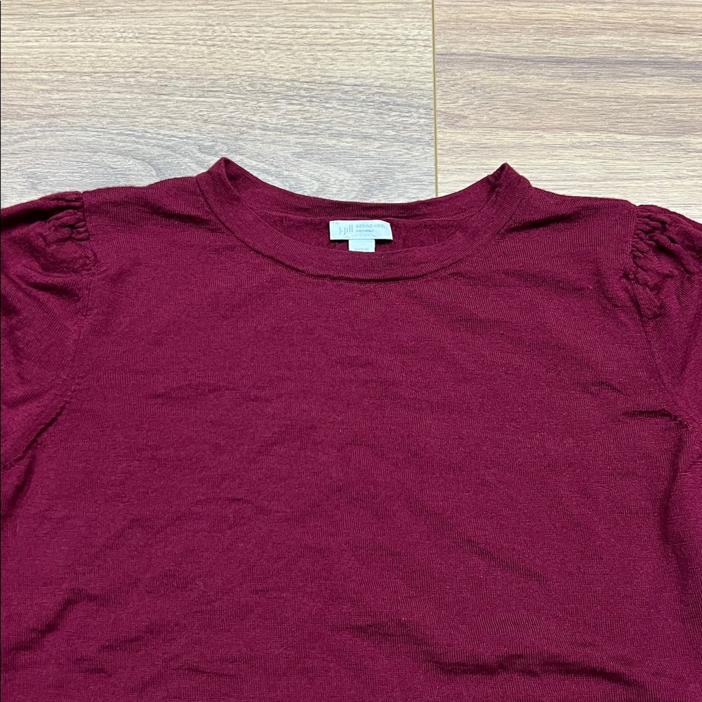 J. Jill Merino Wool Sweater Long Sleeve in Burgundy Size Large - Picture 3 of 9